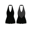 Enterizo Brillante - Negro/Plateado