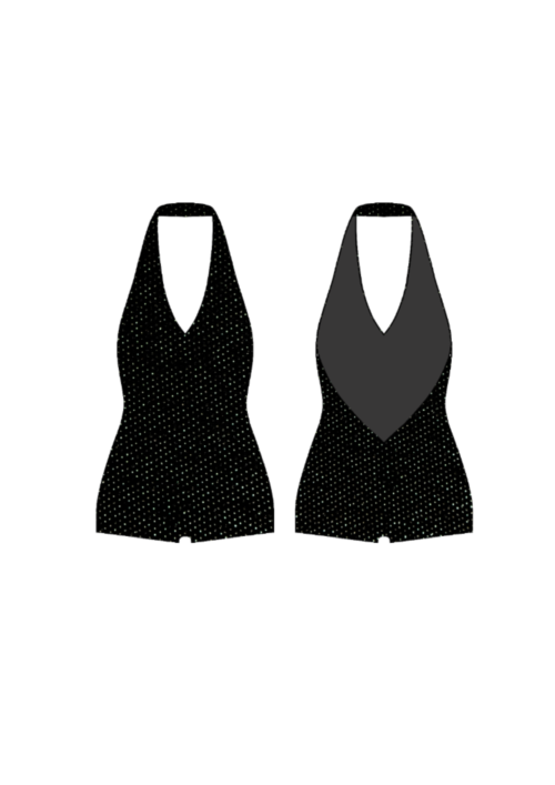Enterizo Brillante - Negro/Plateado