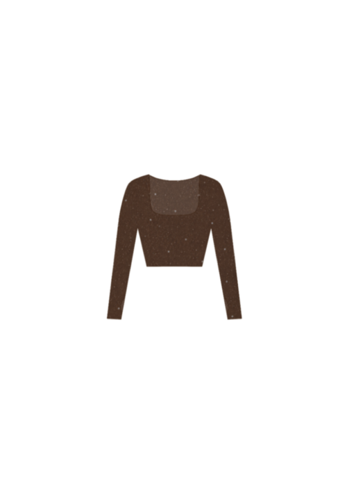 Crop Mesh Manga larga - Moka