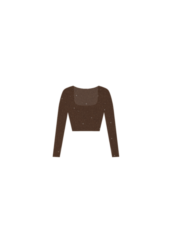 Crop Mesh Manga larga - Moka